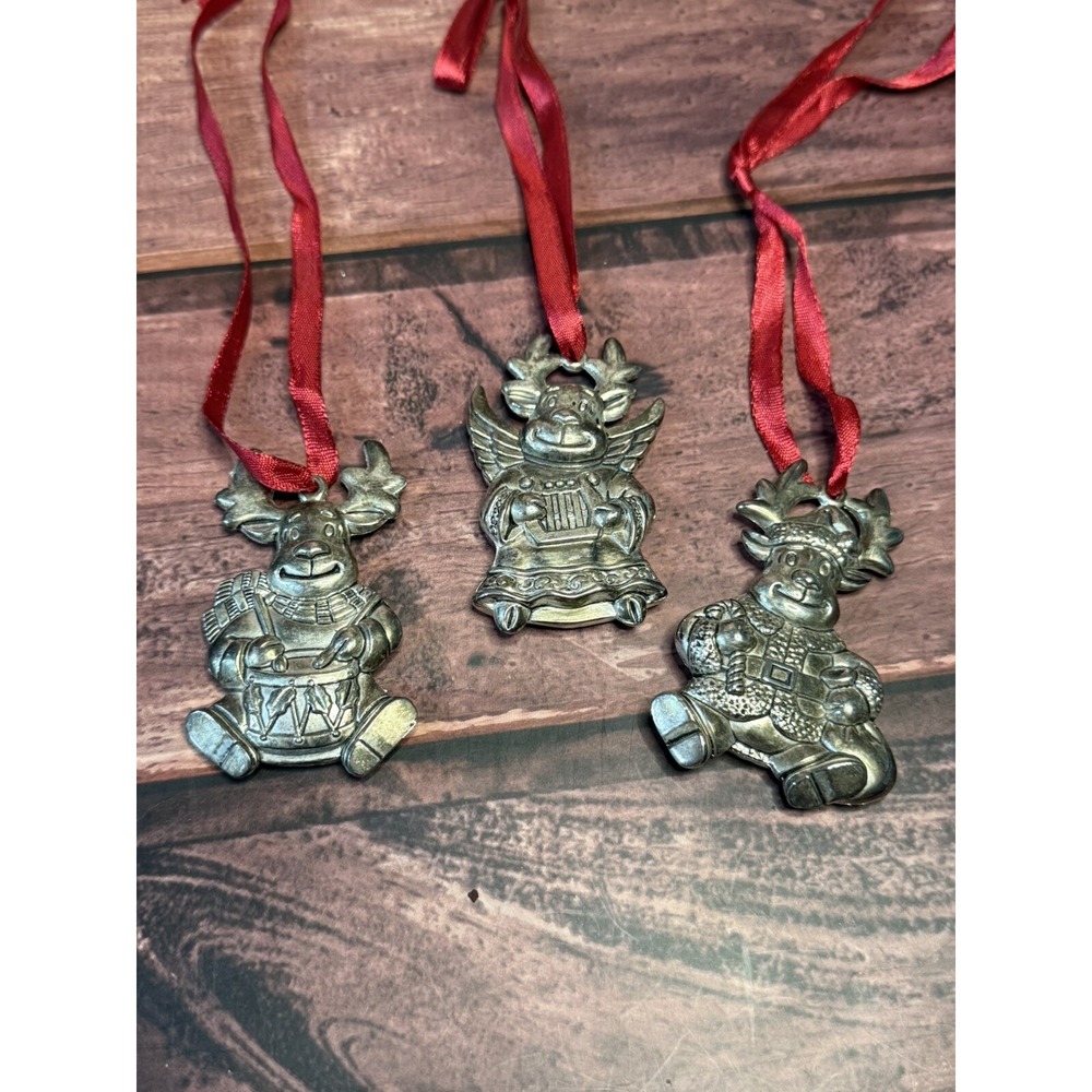 Gorham Siver Plated Reindeer Ornaments Vintage Used Christmas Holiday